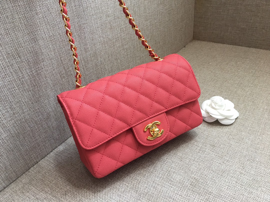 Small Classic Flap Caviar Bag A01116 Rogue Red/Gold